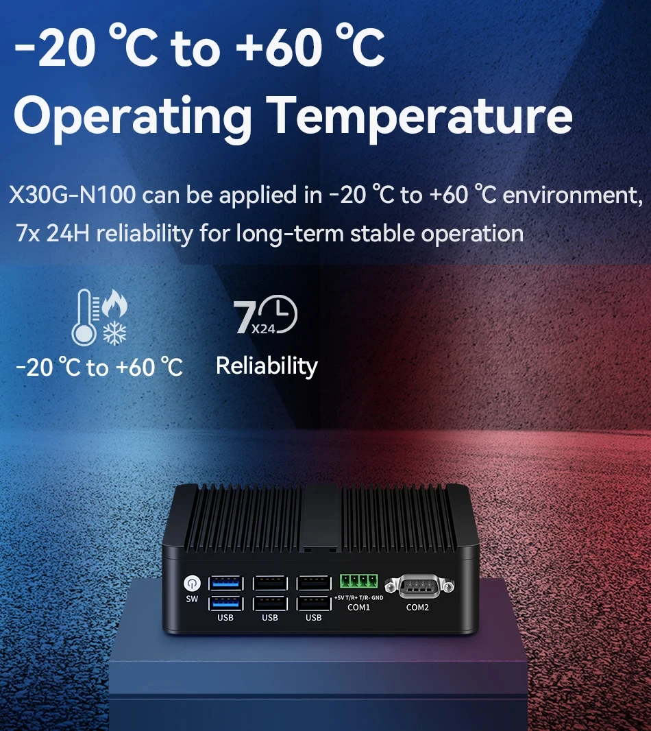Кулер, промышленный мини-ПК с поддержкой Intel N100 DDR4 windows10 Phoenix RS485 RS232, Безвентиляторный Компьютер
