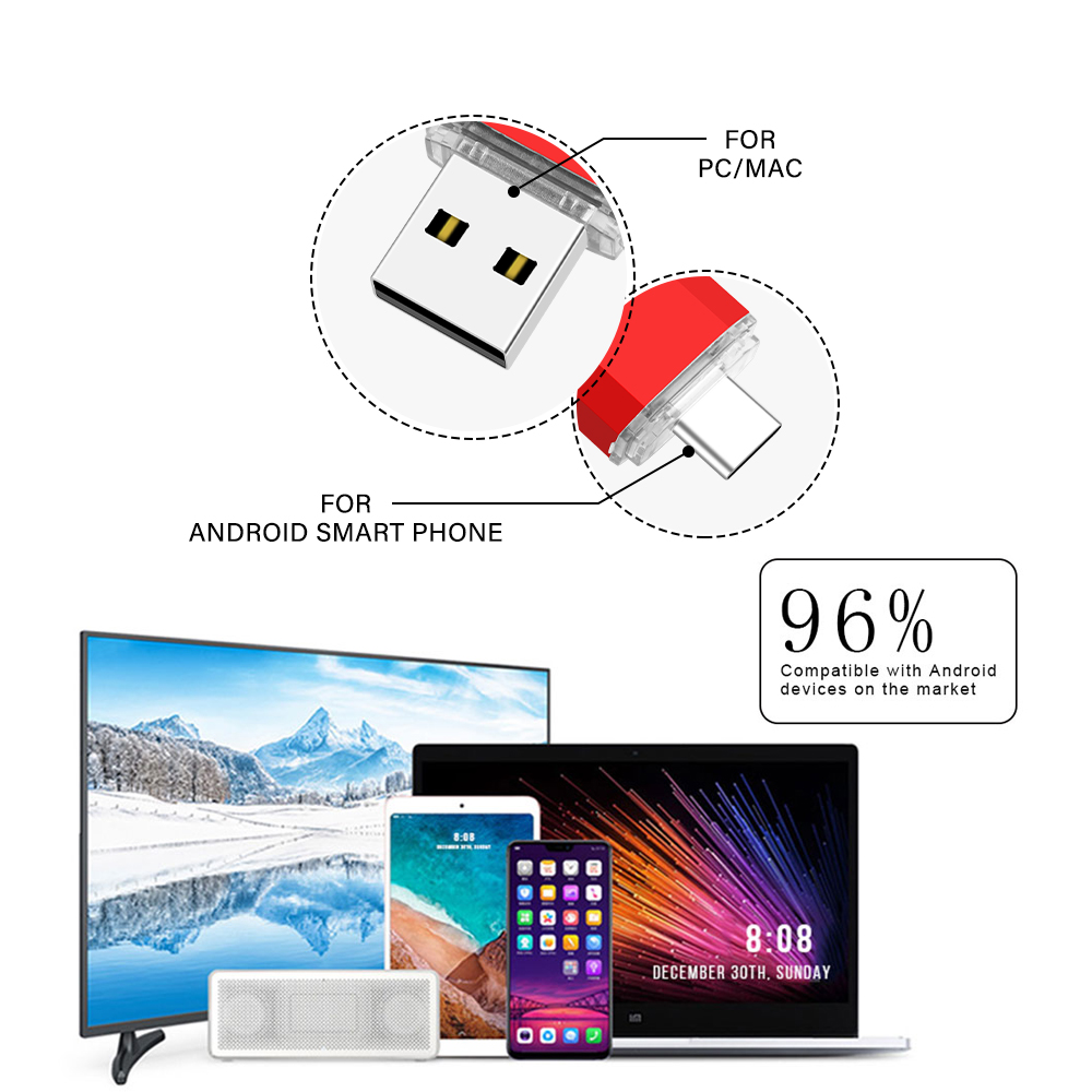 TYPE-C 2-in-1-USB 2.0-Flash-Laufwerke 128 GB 64 GB Hochgeschwindigkeits-Stick für Smartphones Memory Stick 32 GB 16 GB Business-Geschenk U-Disk