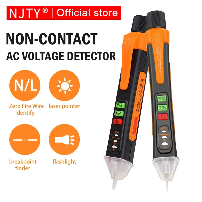 NJTY-Detector de voltaje sin contacto T02A, probador de voltaje CA, medidor de pluma, Sensor eléctrico de 12-1000V, lápiz de prueba, buscador de punto de interrupción inteligente
