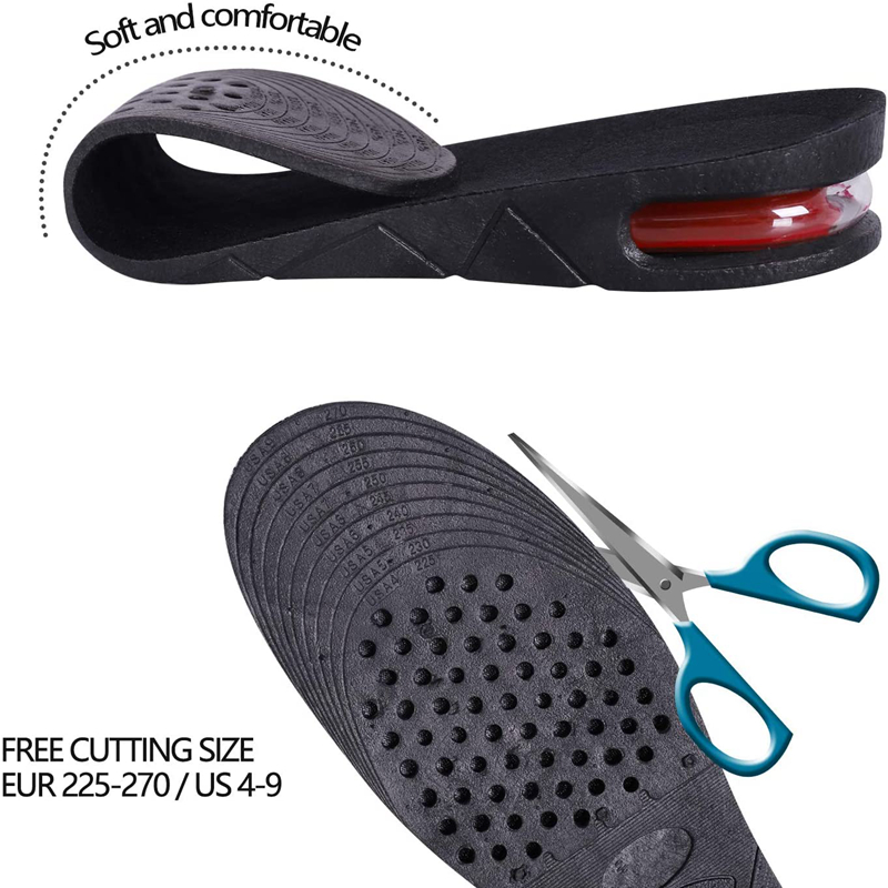 Palmilhas para aumento de altura, almofada de ar, elevador de sapato, kits de inserções para homens e mulheres, palmilhas mais altas, 3-9cm de altura variável