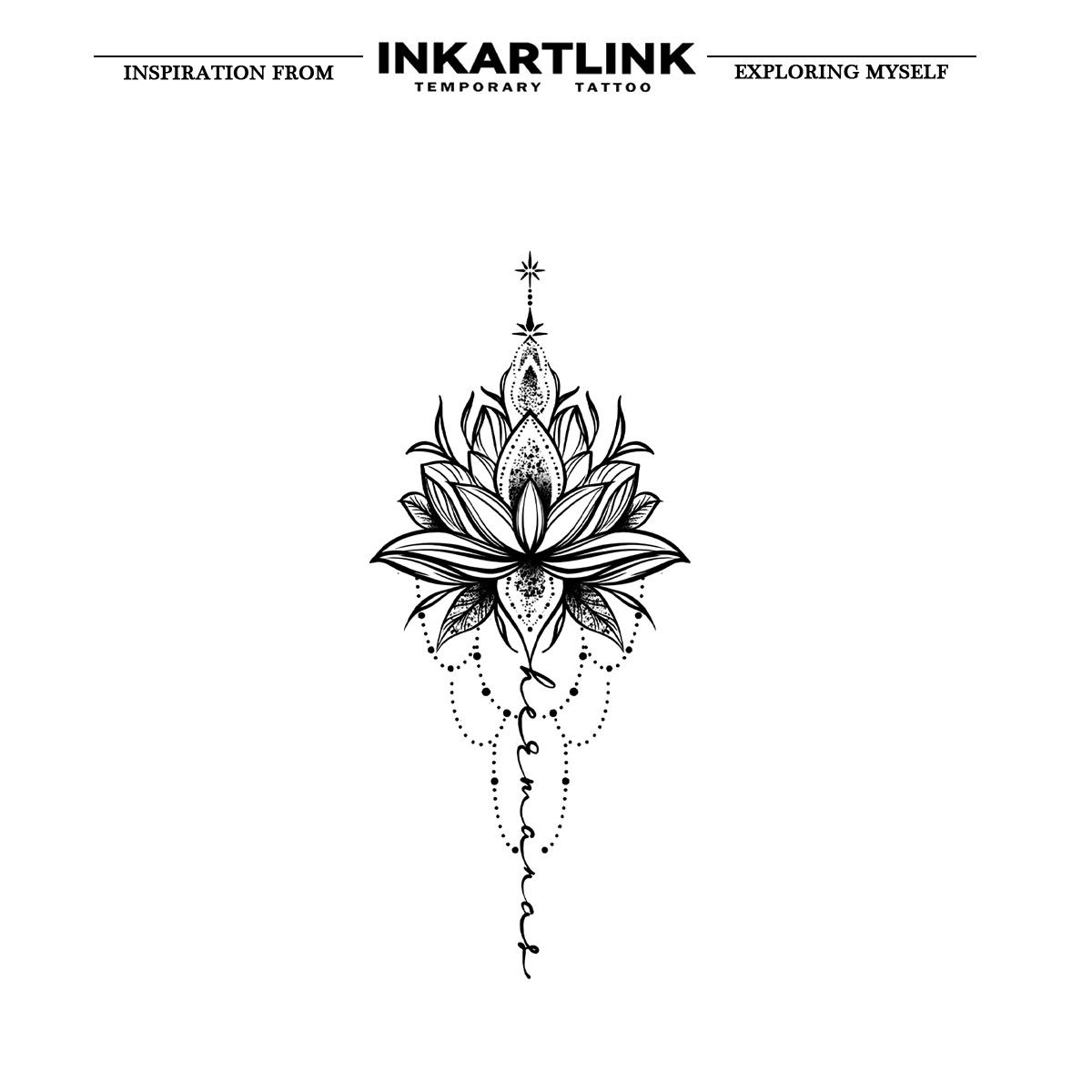 Autocollant de tatouage temporaire Lotus, tatouage magique imperméable, faux tatouage dure jusqu'à 15 jours, tatouage semi-permanent
