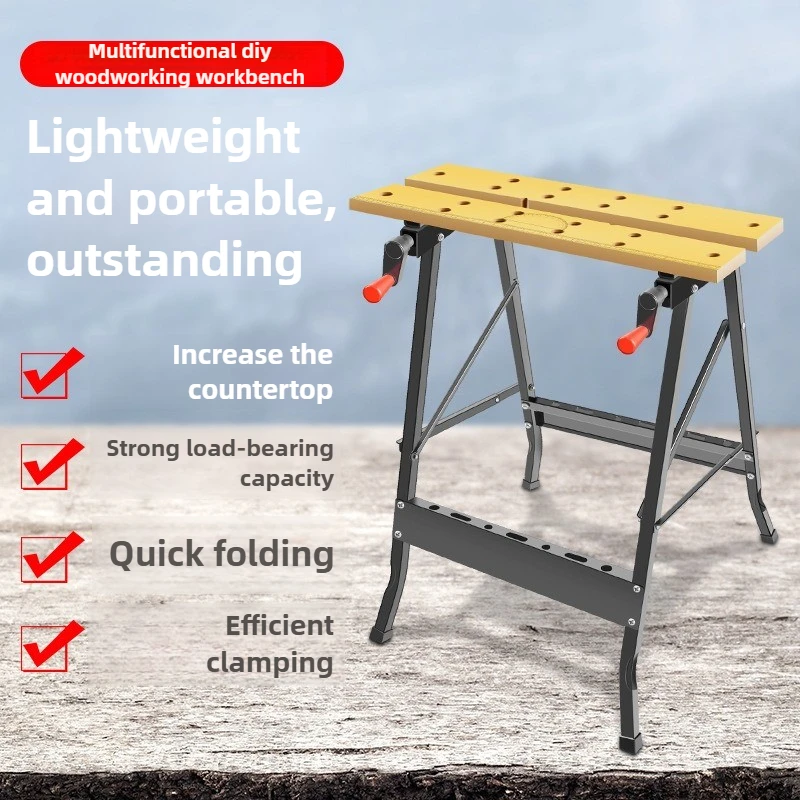 Multifunctional Carpentry Workbench Folding Woodworking Table Saw Household Portable Combined Tool Decoration Wood Working Table