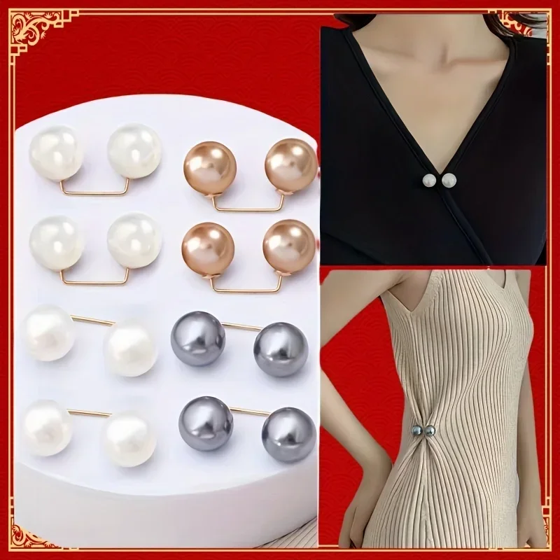 8 Uds. Alfileres de seguridad antideslizantes de perlas, broche para vestido, decoración, alfileres de sujeción para cintura, ajuste de cuello, bufanda, moda de seguridad