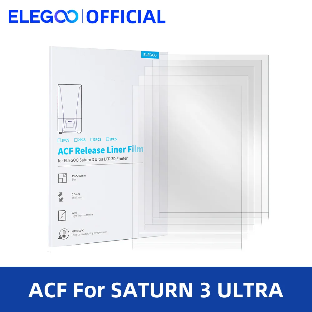 ELEGOO 5 шт. набор фильмов ACF для 3D принтера SATURN 3 ULTRA MSLA толщина 0,3 мм детали для 3D-принтера нить