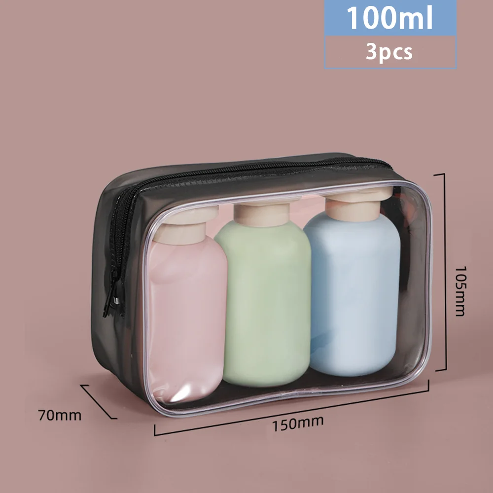 3 uds 100ml/200ml botellas de champú de viaje de plástico azul claro champú loción Gel de ducha botellas con bomba de espuma