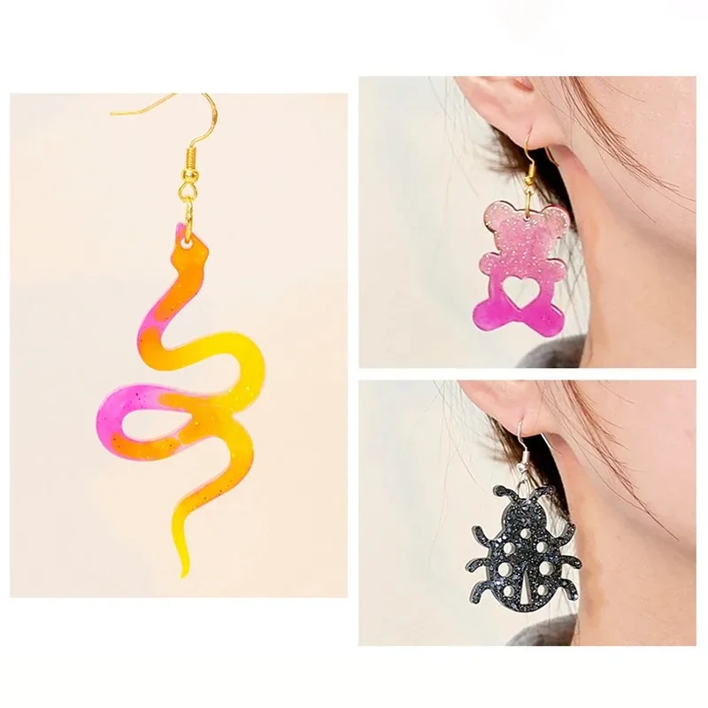 สัตว์ต่างหูแม่พิมพ์พวงกุญแจ Spider Gecko แม่พิมพ์ซิลิโคน DIY อีพ็อกซี่เรซินแม่พิมพ์จี้เครื่องประดับทําสัตว์งานฝีมือตกแต่ง