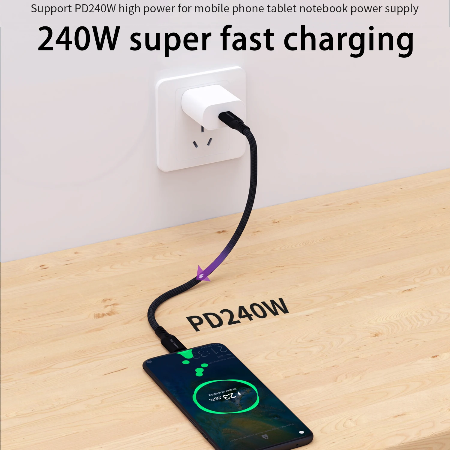 UGOURD Thunderbolt 4 2m USB4 Cable 40Gbps Thunderbolt3 Type C Fast Charger Cable 240W Data Transfer USB C For Laptop Mobile Disk