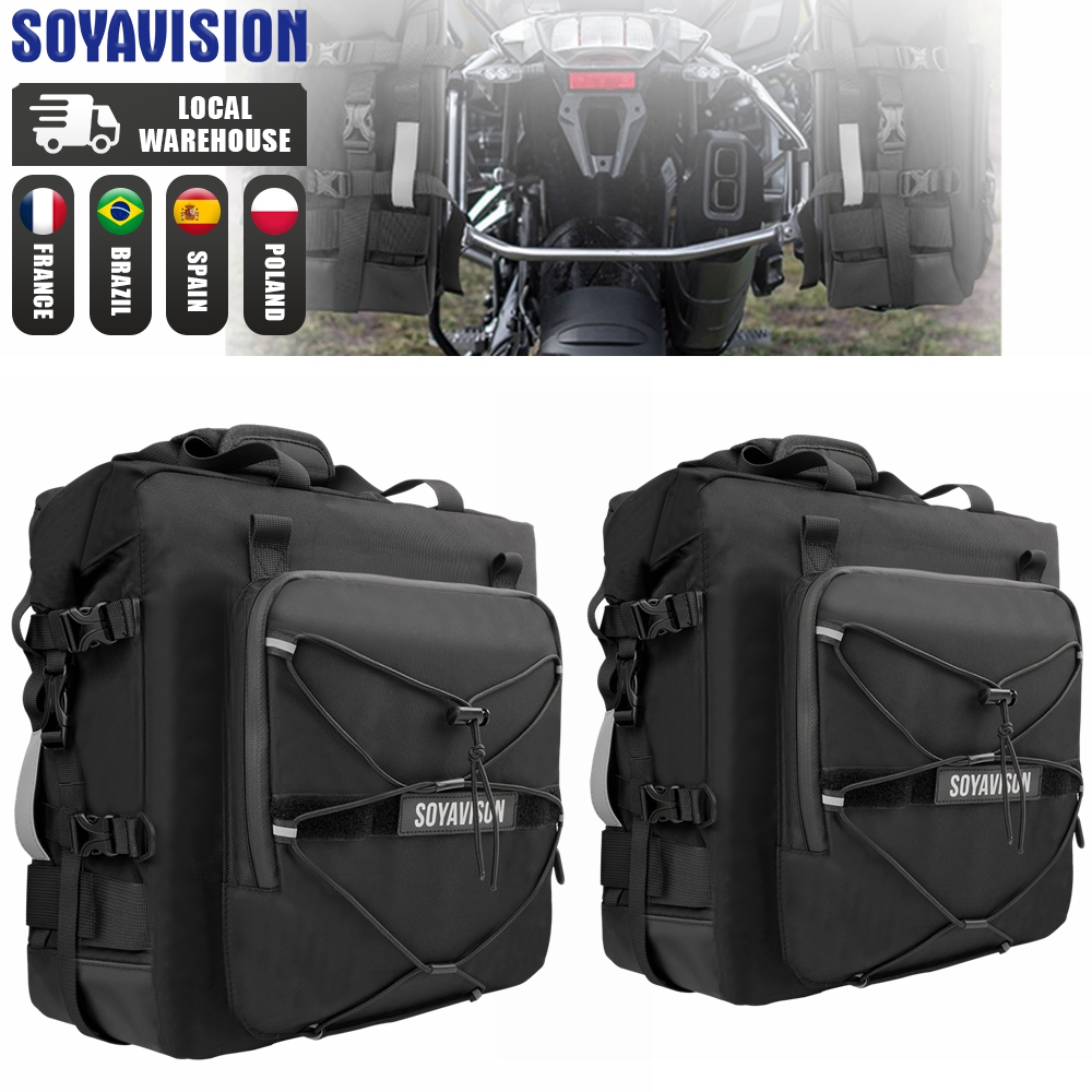 Motorcycle Accessories Frame Crash Bars Bag SaddleBag 20L Universal Side Rear Seat Bag Pack Travel Motorbike Luggage Storage