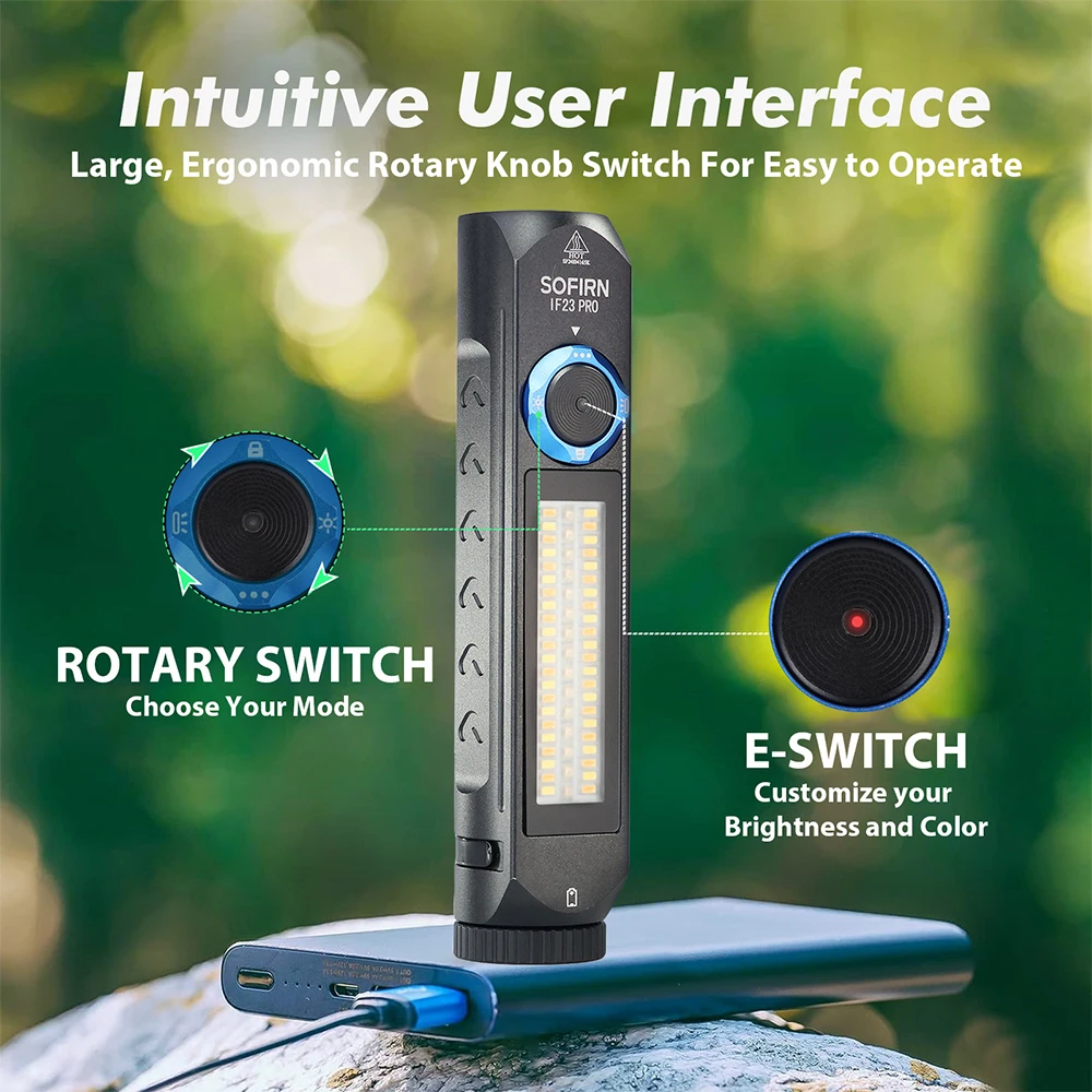 Sofirn IF23 PRO RGB luz 5000lm XHP70B potente linterna LED 21700 5V 3A USB C antorcha recargable con magnético