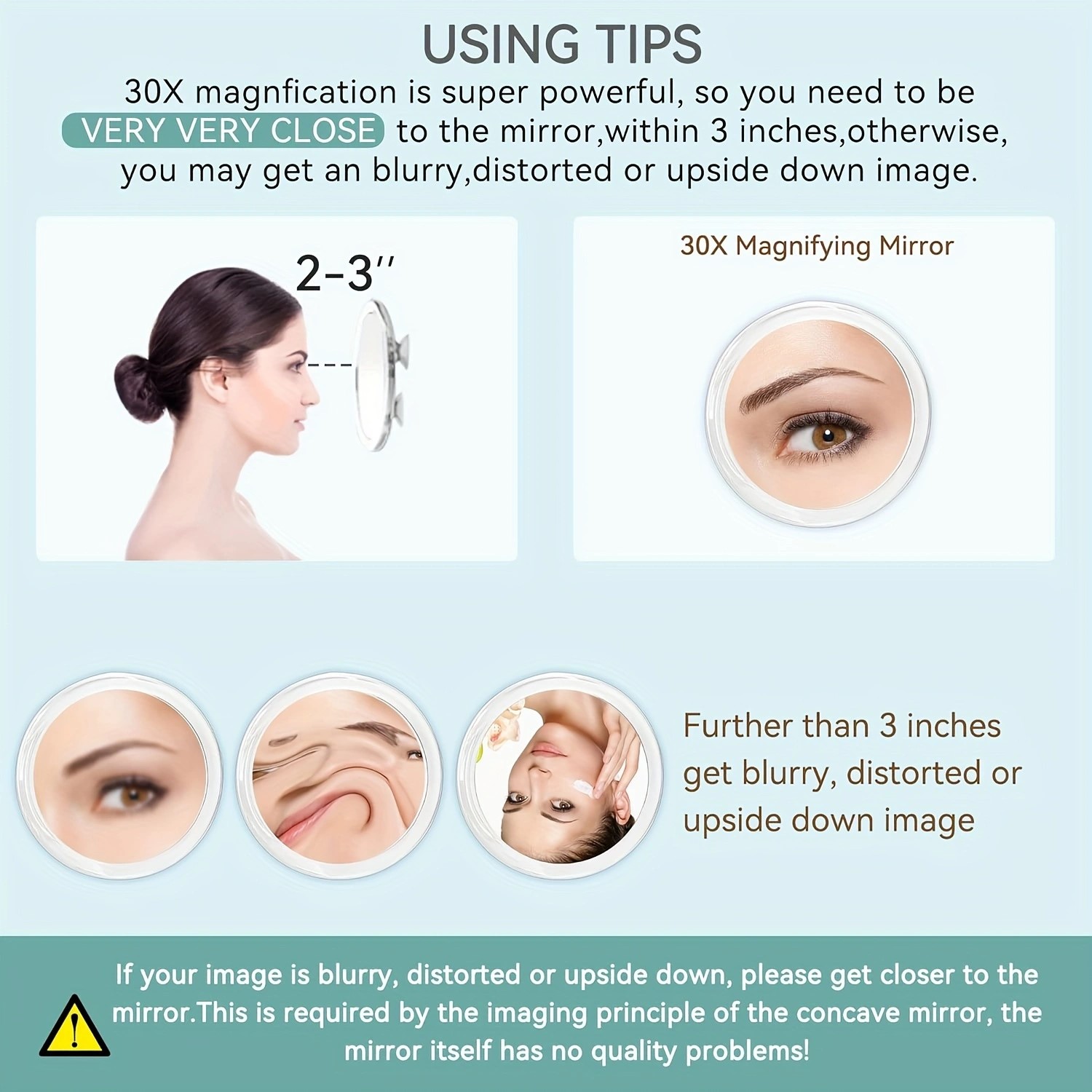 Espejo de maquillaje para baño, espejo de aumento de 10x20x30x veces con ventosa, lupa para espinillas, herramienta para eliminar el acné y los poros