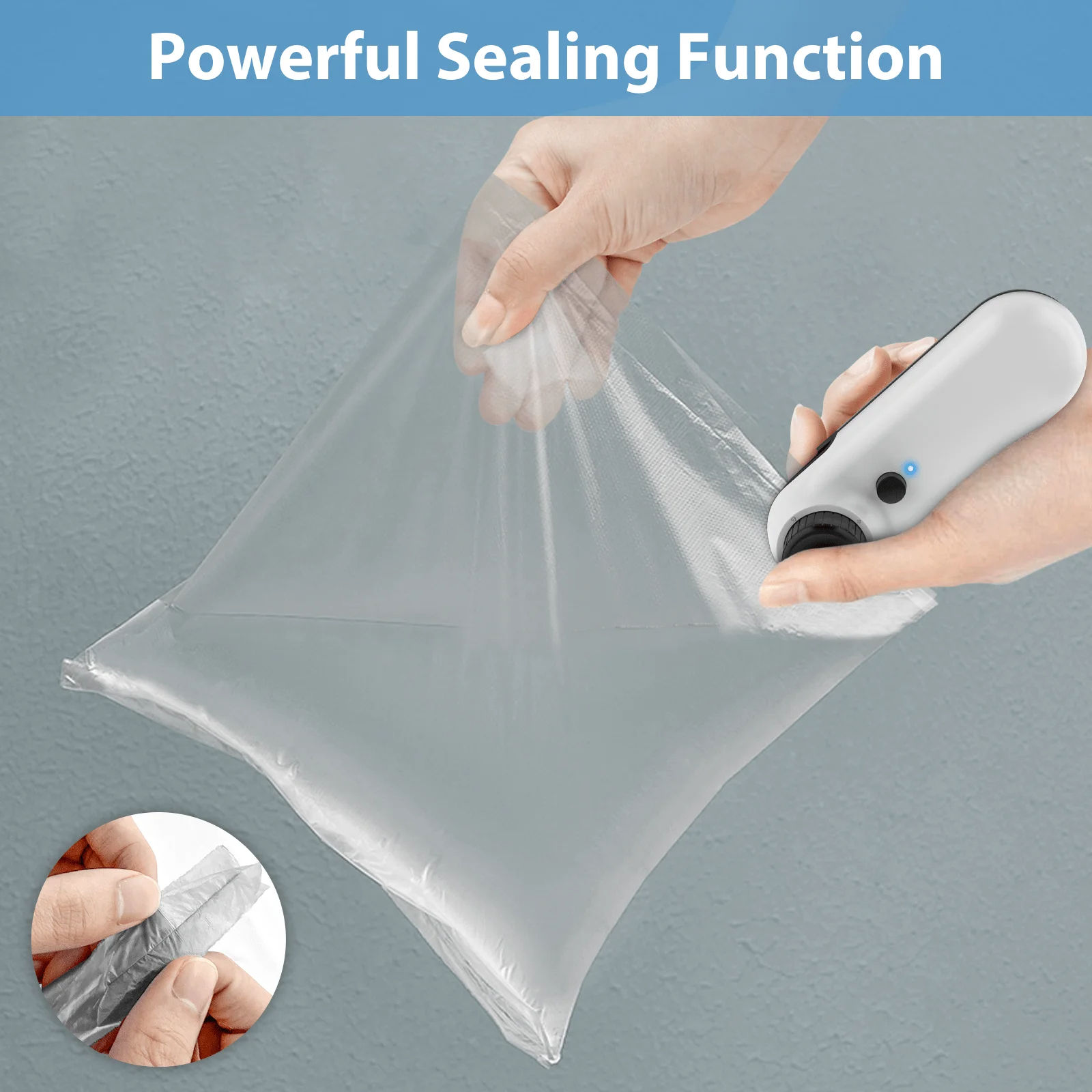 Oplaadbare 2-in-1 zak Mini Heat Sealer, opbergtas Plastic pakket Snack Sealer Clip Bag Handheld Heat Sealer, Plastic zak USB