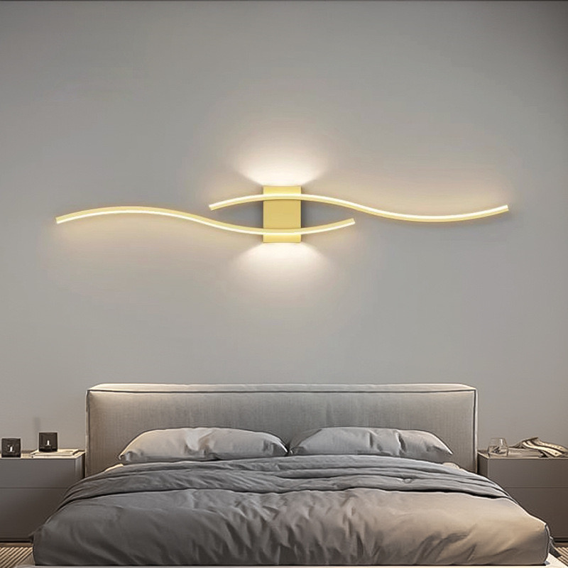 Luces de pared LED para interiores, lámparas de pared para dormitorio, apliques de pared para cabecera, iluminación interior negra, dorada y blanca para pasillo, balcón