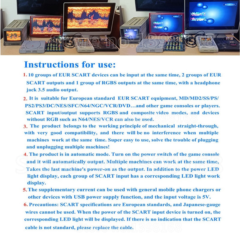 Nuevo distribuidor EUR SCART de 10 en 3 salidas, 2 Scart 1 RGBS, convertidor de vídeo RGBS automático, placa conmutador para MD/MD2/SS/PS/PS2/PS3/DC/SFC