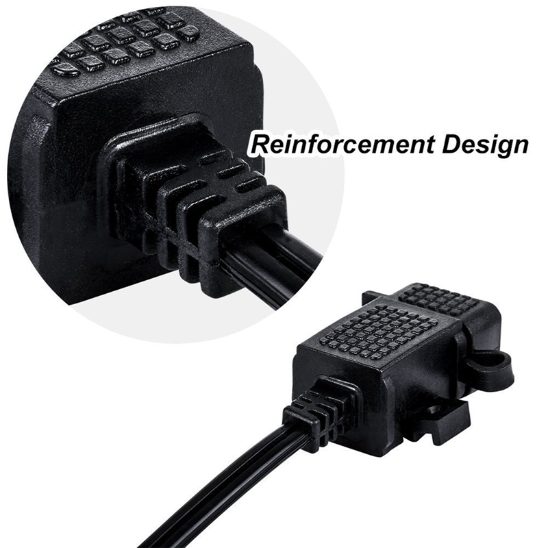 Adaptador de cabo sae para usb com fusível em linha, carregador à prova d'água para motocicleta, porta de carregamento rápido 2.1a para telefone e tablets 12-24v