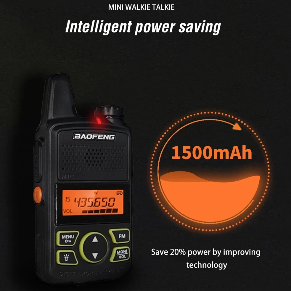 Baofeng Mini Walkie Talkie BF-T1 UHF 400-470MHz แบบพกพา 5W Two Way Radio1500mAh 20CH Transceiver Walkie Talkie สําหรับของขวัญเด็ก