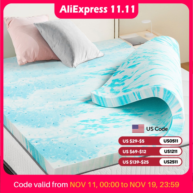 JHK 2-3 Inch Gel Memory Foam Mattress Topper Full Size Cooling Mattress Soft and Breathable Bed Topper School Bedroom Furniture