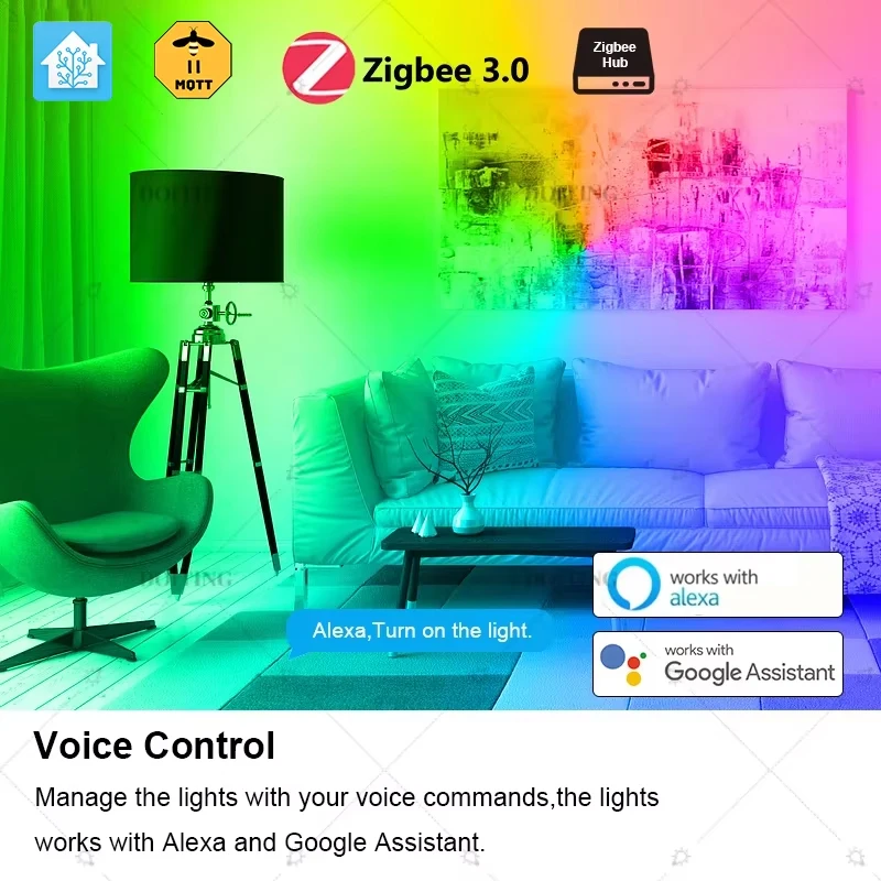 Zigbee 3,0 bombilla Led inteligente 110V 220V E27 B22 lámparas RGBCW funciona con Alexa Echo Plus Google Home Assistant aplicación Control de voz 2MQTT