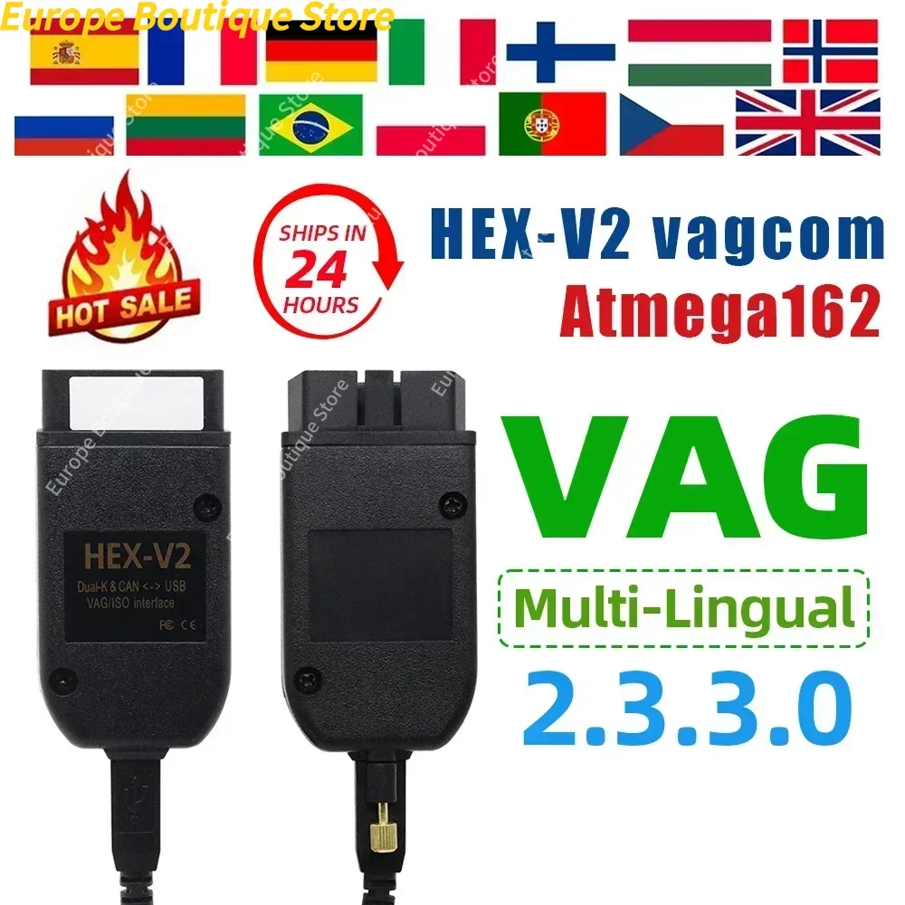 2025 VCDS VAGCOM Interface VCDSCAN HEX V2 mise à jour 23.3.3 pour VW pour AUDI Skoda Seat outils de diagnostic de voiture multilingue