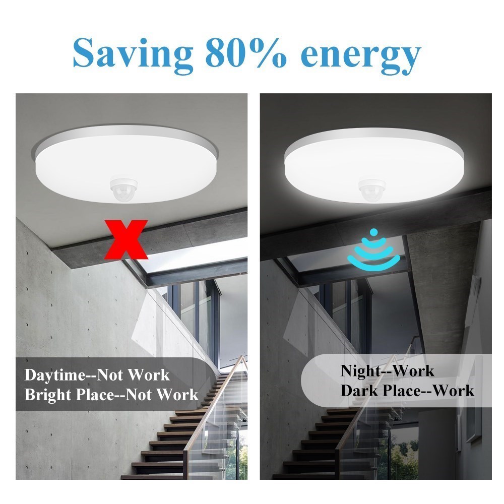 Plafonnier Led avec capteur de mouvement 40W 30W 20W 18W 15W 12W, luminaires de plafond pour entrée balcon couloir 110V 220V