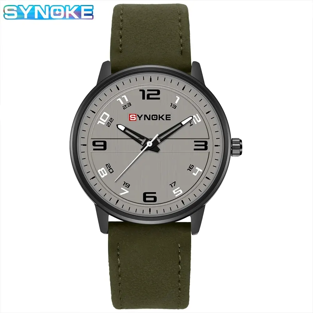 Synoke-メンズクォーツ時計、シンプル、レトロ、ビジネス、スポーツ、非機械式、学生用