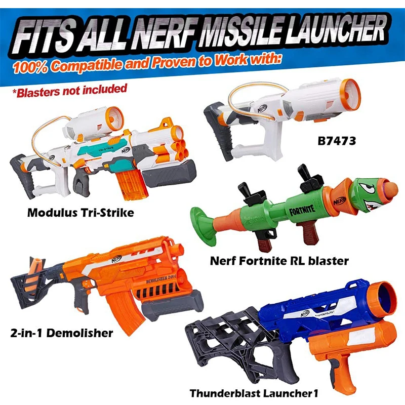 Pacote de recarga de mísseis de espuma, acessórios de brinquedo compatíveis com nerf rocket n-strike elite series missile blaster lançador de mísseis