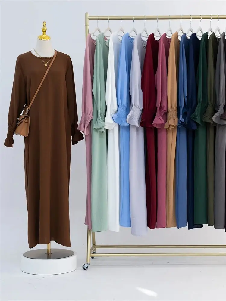 Eid jérsei sólido modesto sob abaya dubai 2024 palestina feminino roupas islâmicas muçulmano kaftan vestidos internos robe femme musulmane
