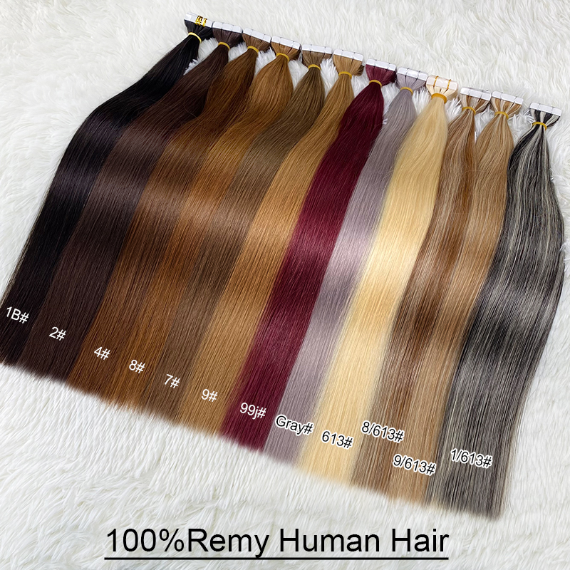 เทปต่อผมมนุษย์ธรรมชาติที่มองไม่เห็น SKin Weft 18 "-30" เครื่อง Remy กาวสองหน้ามนุษย์ผม
