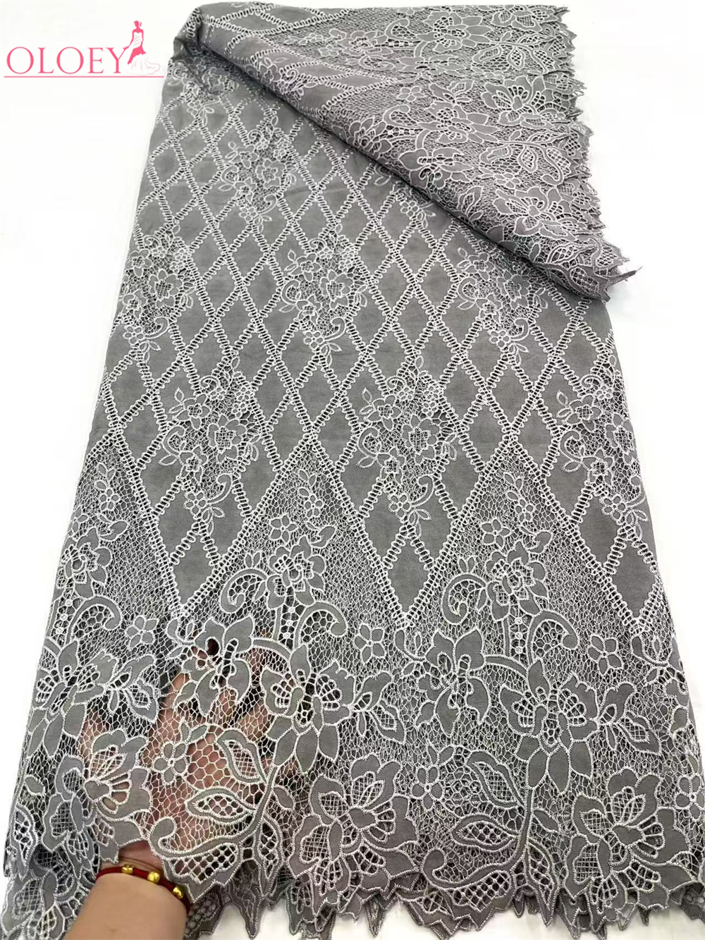 ウェディングドレス用のアフリカのナイジェリアのレース生地,ファッショナブルな刺embroidery,環境に優しい色,フレンチメッシュ