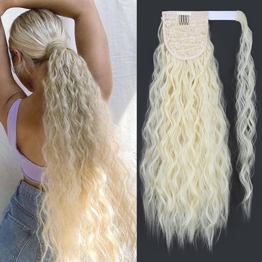 LISI GIRL sintético 22/34 pulgadas envoltura cola de caballo extensiones de cabello rizado Afro largo postizos cola de caballo pelo falso resistente al calor