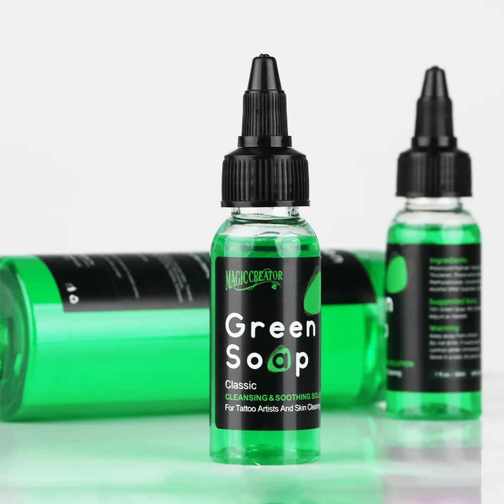 Savon vert pour tatouage et savon bleu – Nettoyant super concentré pour tatouage et piercing pour studios de tatouage, tatoueur et débutant