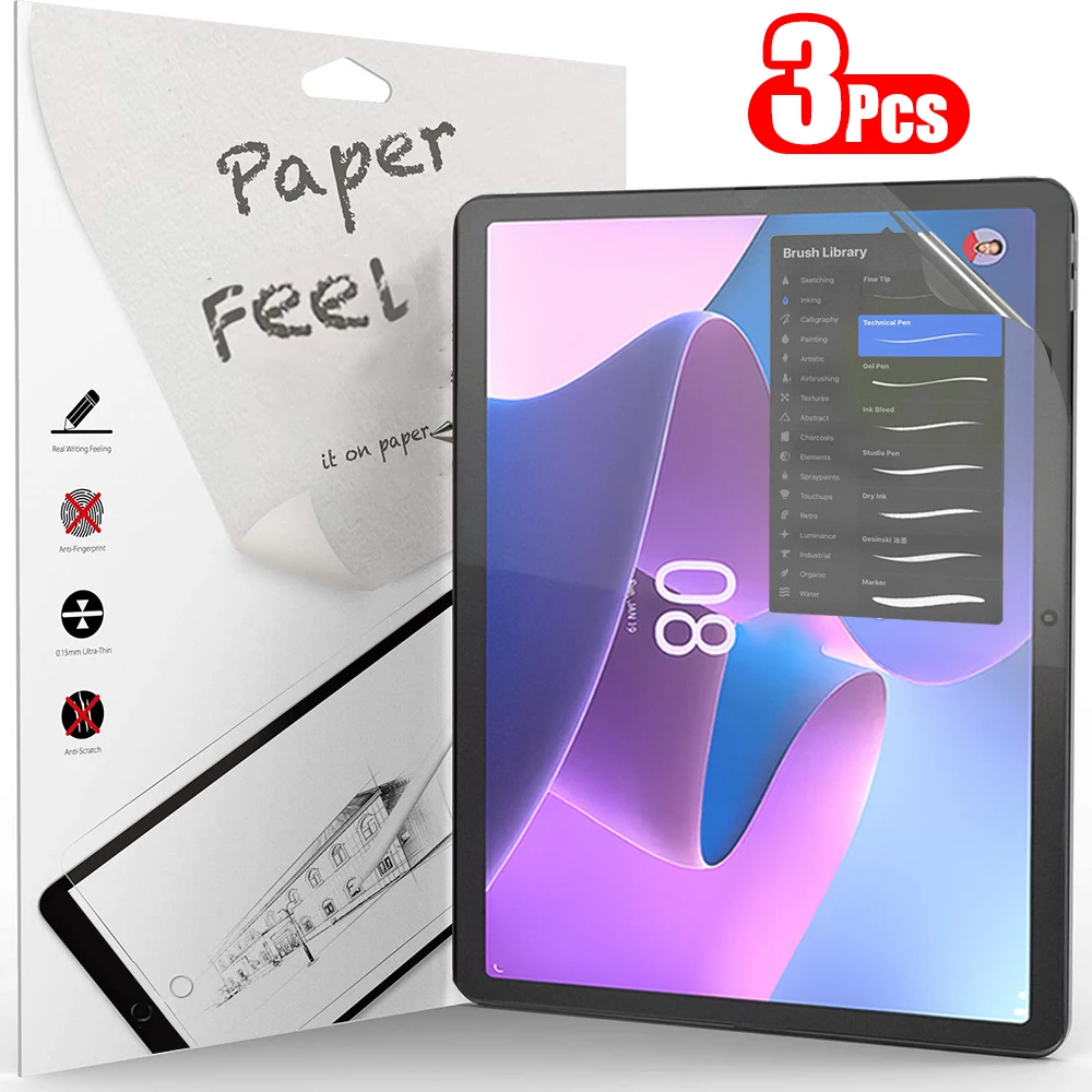 3 Stück Papiergefühl wie Displayschutzfolie für Lenovo TAB M10 2nd Pro 3rd Plus 1st Gen M9 M8 M11 P12 Pro P11 ohne Glas