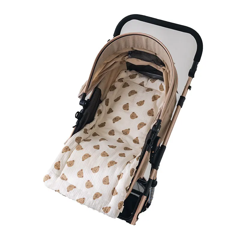 Almofada para carrinho de bebê, colchão de algodão macio e confortável, gaze, ervilhas, veludo, colchão para carrinho de bebê no outono