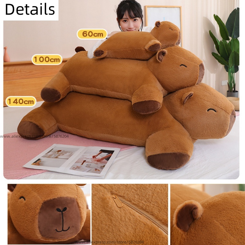 Huge Big Capybara Plush Mat Stuffed Giant Capibara Floor Lazy Sofa Cushion Riding Horse for Kids Birthday DecorativeDecor Toys