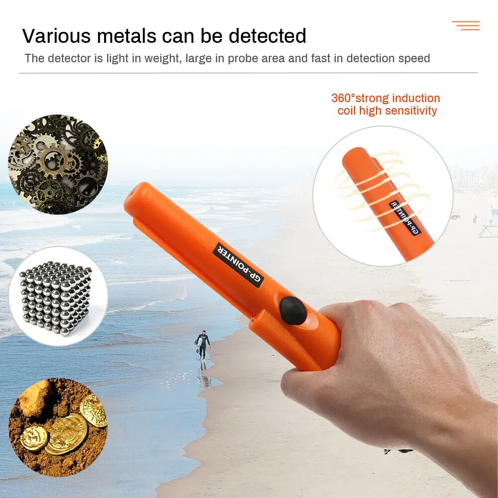 Treasure Hunter Handheld Metal Detector Pinponter Pointer Probe Gold Detector Pinpointing Waterproof Adjustable Sensitivity