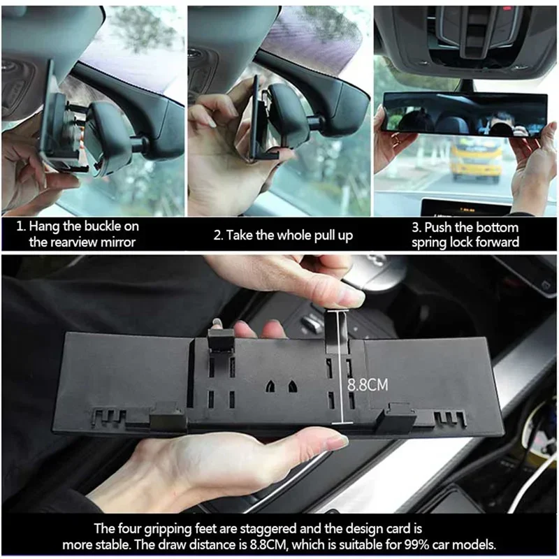 Espelho retrovisor grande angular hd universal para carro, anti-reflexo, fácil instalação com clipe, perfeito para suvs e caminhões amagi