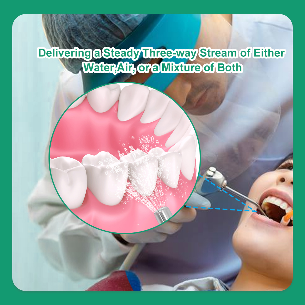 Seringa tripla de ar dental de aço inoxidável, 3 vias, spray de água e ar dental, pontas de bicos para clareamento dos dentes, com 10 peças