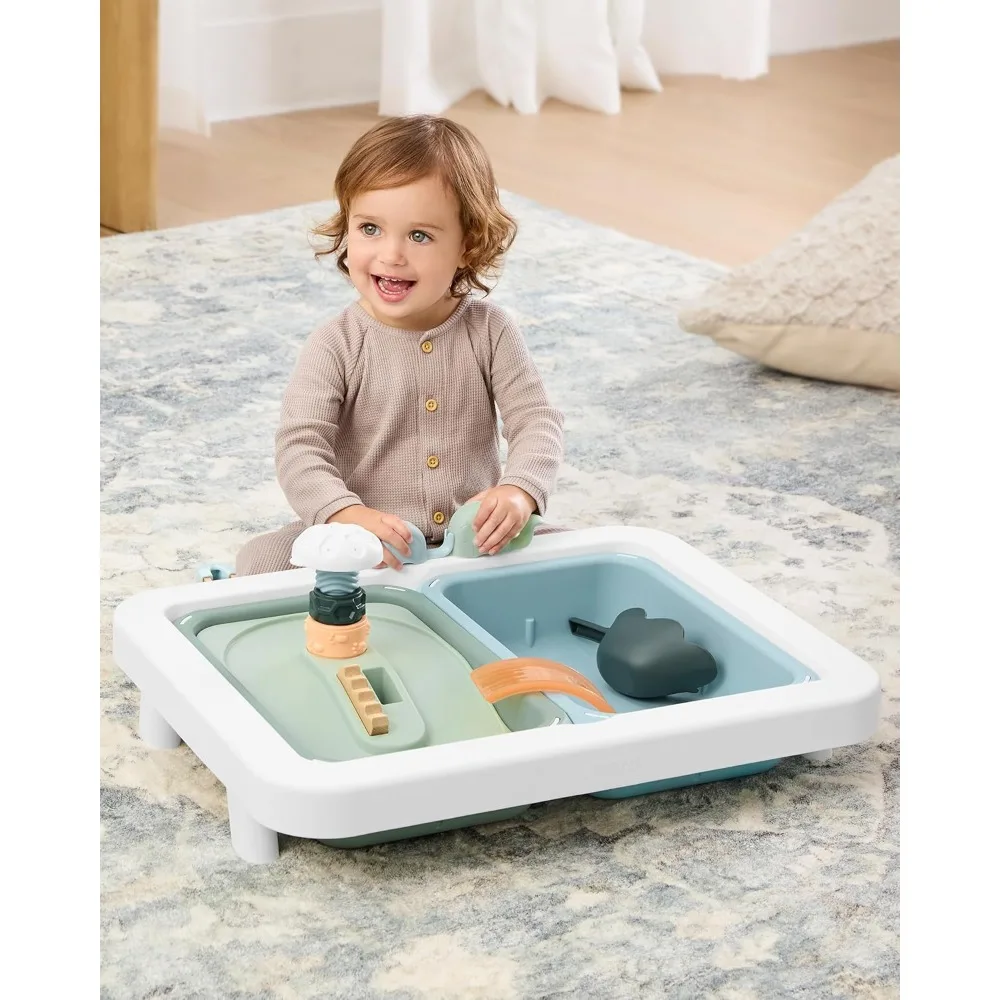Skip Hop Discoverosity 3-in-1 Toddler Sensory Table with 13 Nature-Inspired Sensory Tools 8-Page Activity Guide 2 Bins and 2 Con