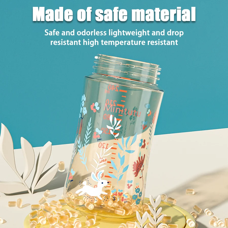 Copo com canudinho para bebê de 240ml, copo de água PP, resistente ao calor, para bebês com mais de 10 meses Design de bola de gravidade Sem vazamento ao invertido