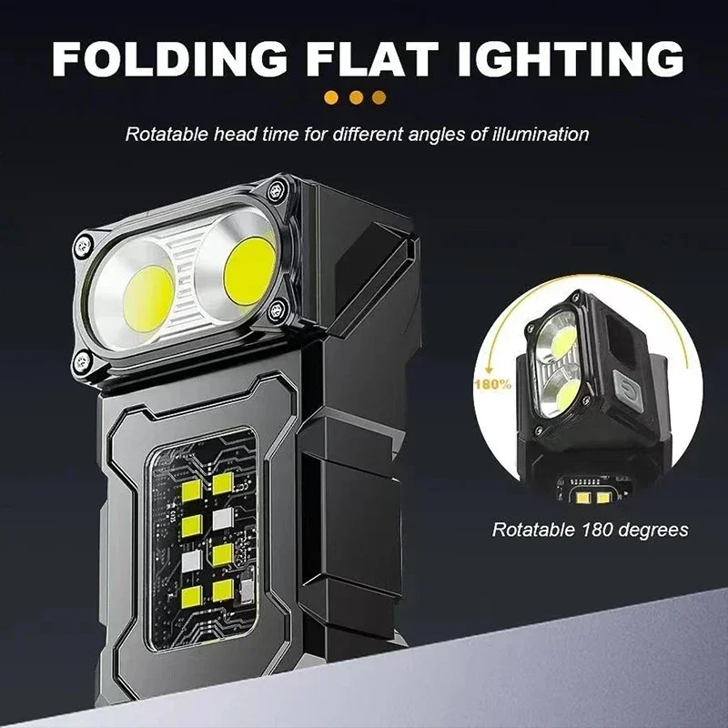 MINI linterna LED recargable por USB, linterna portátil con imán trasero, linterna de Camping superbrillante, luz de emergencia COB lateral