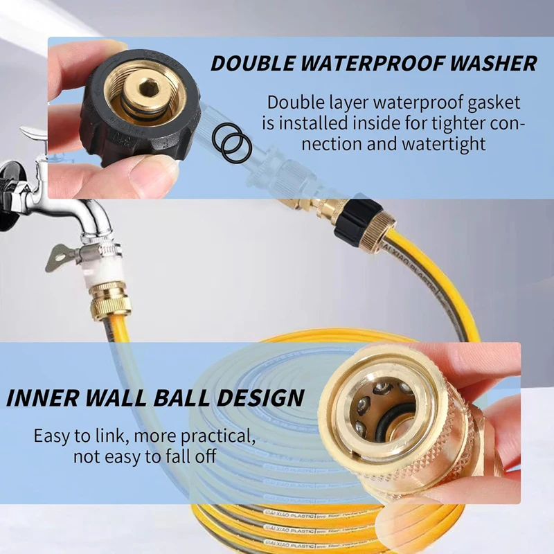 เครื่องซักผ้าความดันอะแดปเตอร์ชุด Couplers M22-14mm/15 มม.ถึง 1/4 Quick Connect หมุนอุปกรณ์เสริมสําหรับน้ําแรงดันสูงปืนท่อ