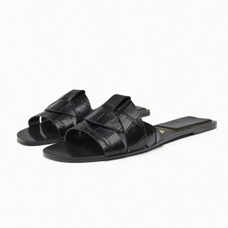 Pantoufles d'Été à la Mode pour Femme, Chaussures d'Extérieur Décontractées, Respirantes, Plates en Forme de T, Souples et Confortables, Sandales à Talons Ouverts