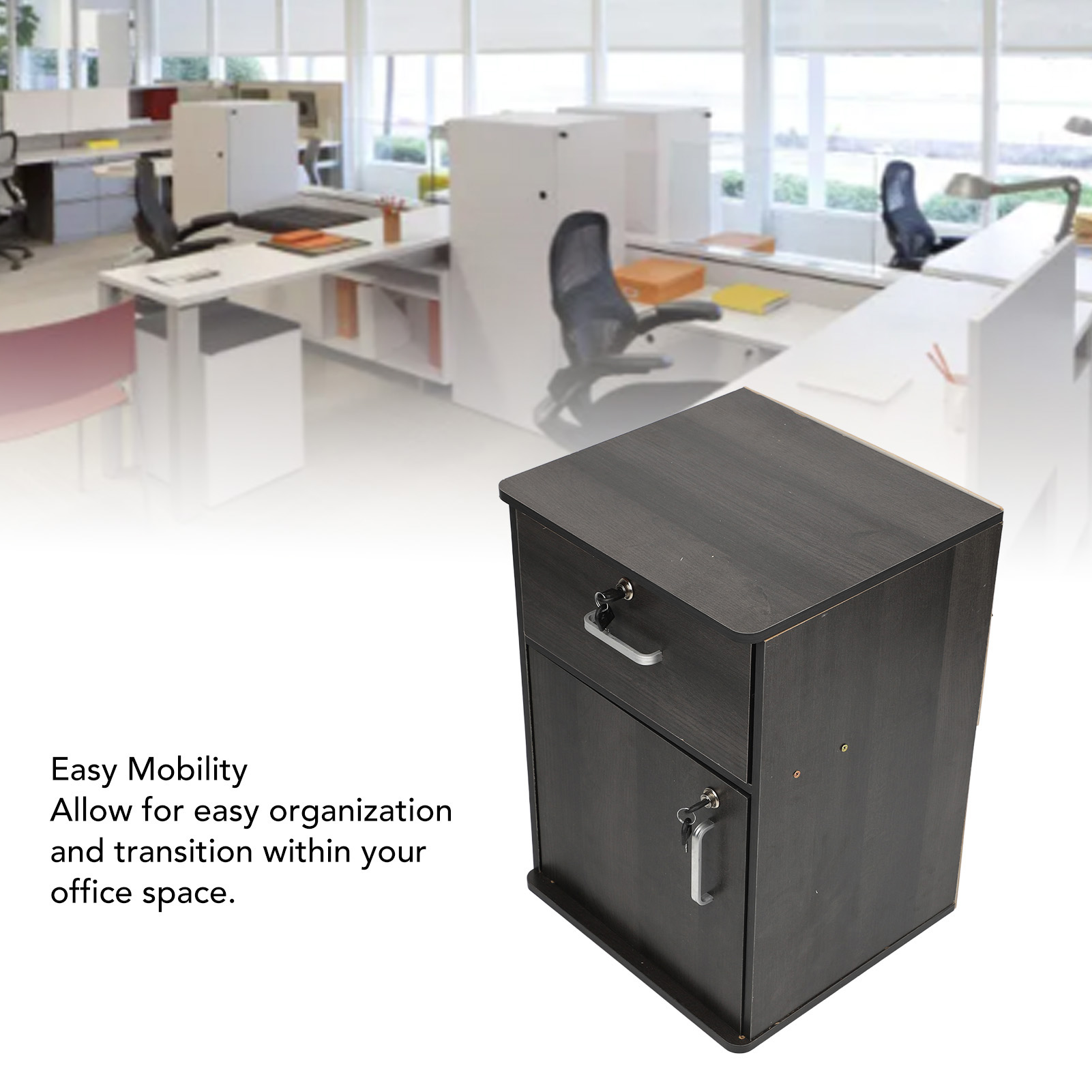 Mobile File Cabinet Enhanced Safety Under Desk Mobile File Cabinet Multiple Drawers Convenient Storage Stylish Look for Office