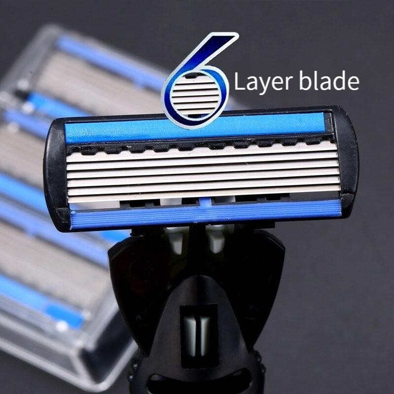 12-Blade, Six-Ply Manual Men'S Razor With Replaceable Heads And Holder Old-Style Stainless Steel Razors