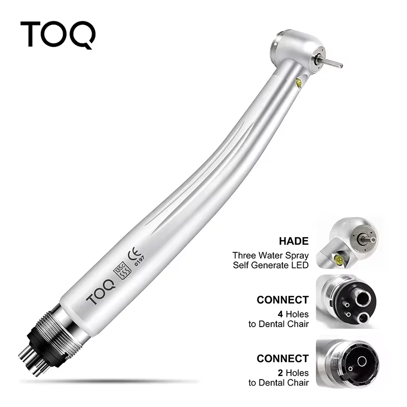 ทันตกรรม LED E-เครื่องกําเนิดไฟฟ้า PUSH ปุ่ม Handpiece ความเร็วสูง Air Turbine Triple สเปรย์น้ํามือชิ้น 4 รู 2 รู