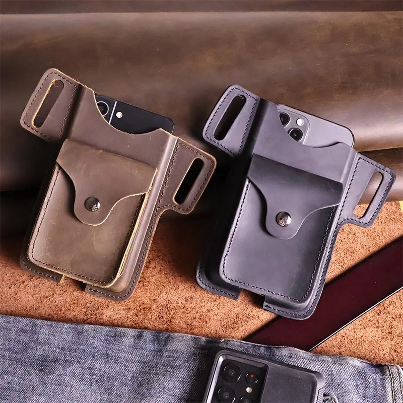 Bolsa de couro multifuncional para homens, design em forma de U, clipe de couro de lazer, bolsa masculina