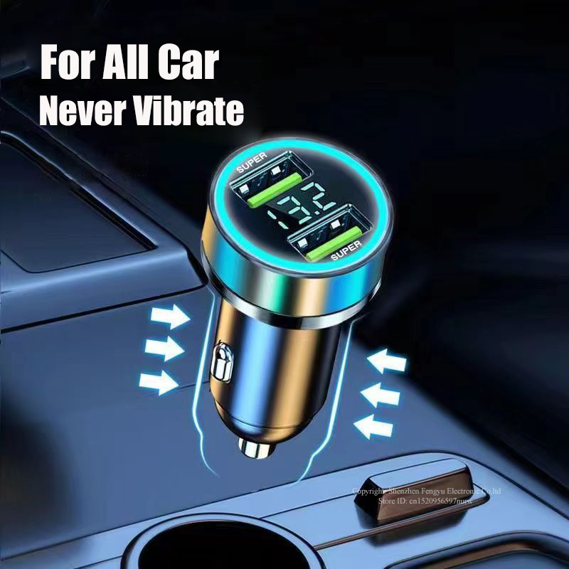 UYUXIO Dual USB Port Car Phone Charger Super Fast Charging Adapter with Voltage Display for iPhone Samsung Oppo Vivo Huawei