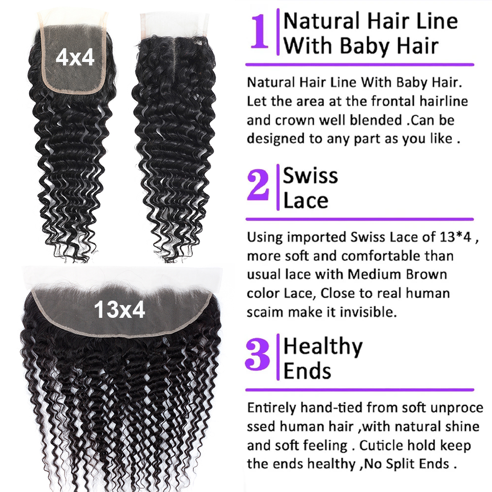 Pacotes de cabelo encaracolado birmanês com fechamento 4x4 13x4 frontal onda profunda pacotes virgem cabelo humano vietnamita cru extensão do cabelo humano
