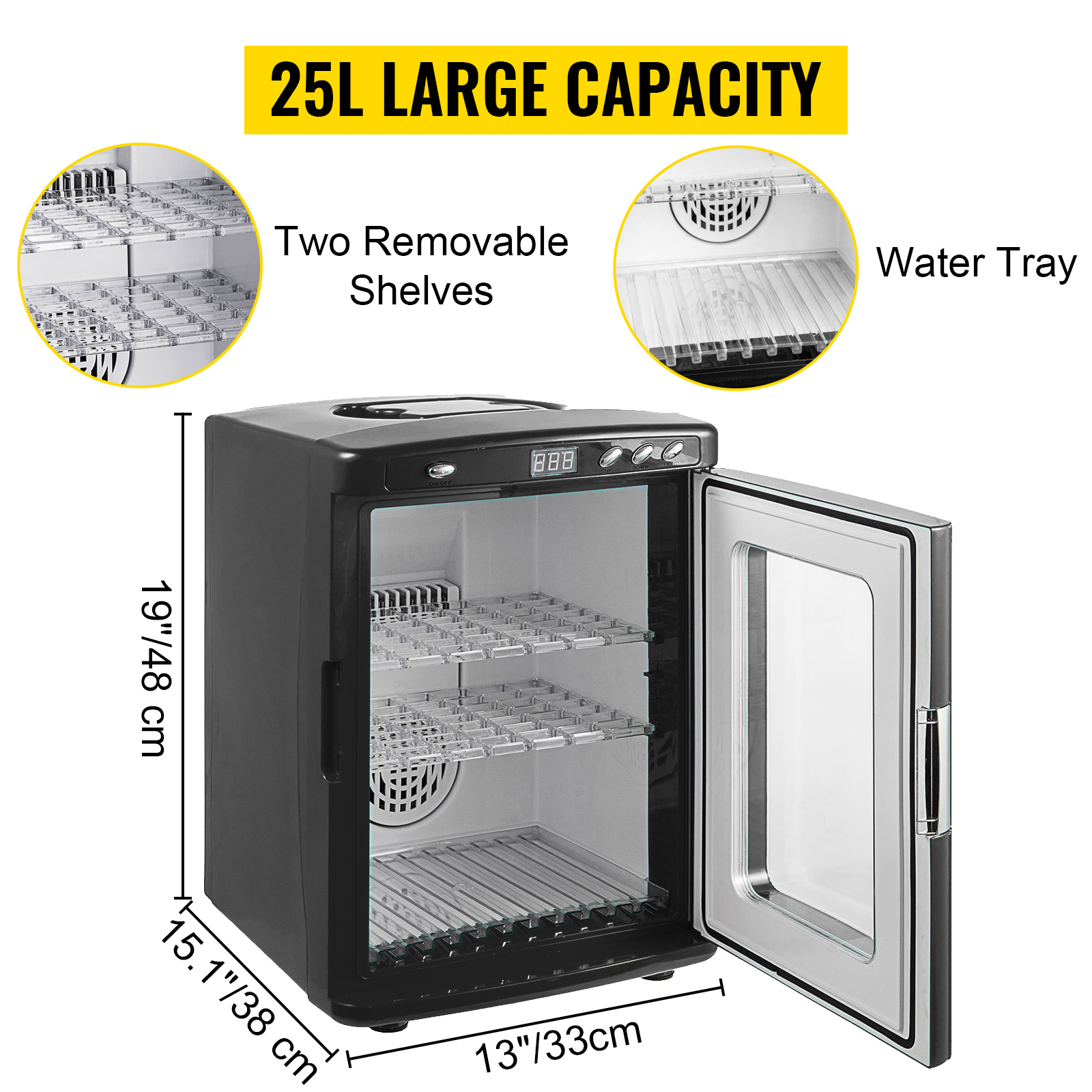SucceBuy 25L Reptielenincubator Digitale eierincubator Wetenschappelijke laboratoriumincubator Koeling en verwarming 5-60 ° C Werk voor kleine reptielen