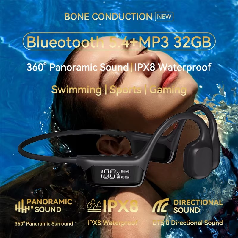 Xiaomi-auriculares de conducción ósea IPX8, inalámbricos, abiertos, Bluetooth 5,3, para natación, Bluetooth, 32GB, MP3, deportivos