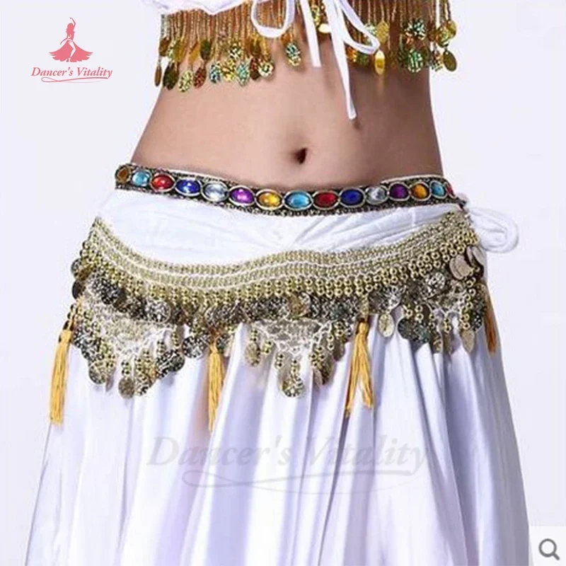 สไตล์ใหม่ Belly Dance เครื่องแต่งกายกํามะหยี่โคมไฟเหรียญทอง Belly Dance ผ้าพันคอสะโพกสําหรับผู้หญิง Belly เต้นรําเข็มขัด